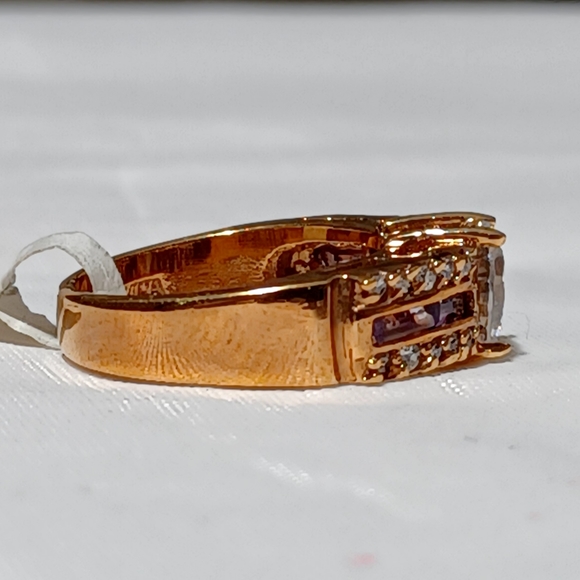 OLD CUT DESIGN 14K G.F CRYSTAL DIAMOND RING - Picture 7 of 12